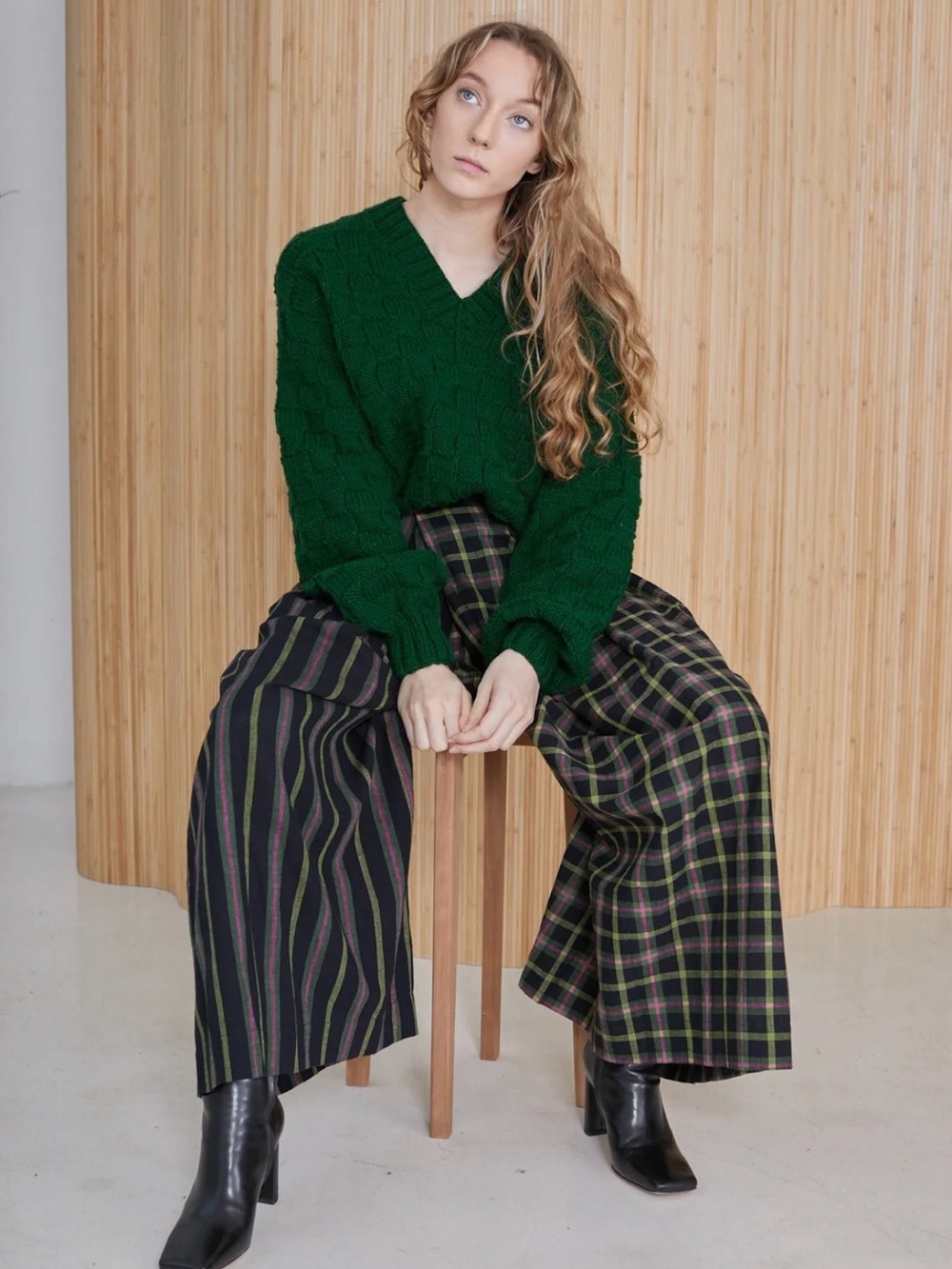NWT RUJUTA SHETH FRIDA PANTS | STRIKE CHEX X STRIKE STRIPE - Picture 13 of 16
